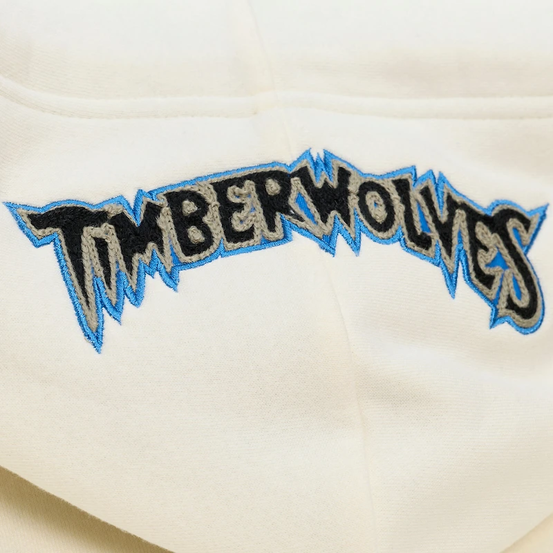 Sweat à capuche en polaire premium Mitchell & Ness couleur crème Minnesota Timberwolves Hardwood Classics pour homme