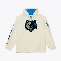 Sweat à capuche en polaire premium Mitchell & Ness couleur crème Minnesota Timberwolves Hardwood Classics pour homme