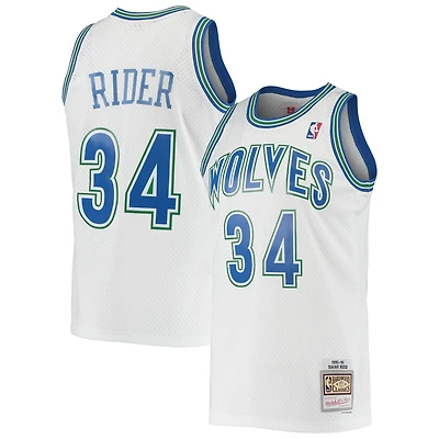 Men's Mitchell & Ness Isaiah Rider White Minnesota Timberwolves 1995/96 Hardwood Classics Swingman Jersey