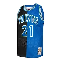 Maillot Swingman divisé Mitchell & Ness Kevin Garnett pour hommes, noir/bleu, Minnesota Timberwolves Hardwood Classics 1995/96