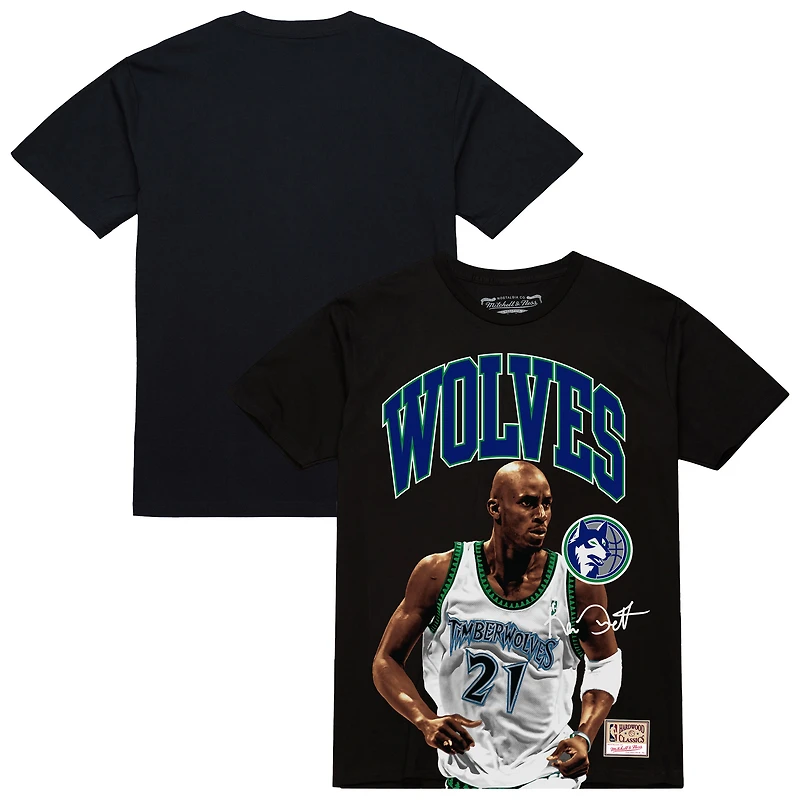 T-shirt noir Mitchell & Ness Kevin Garnett pour homme, motif arches du joueur des Minnesota Timberwolves Hardwood Classics