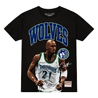 Men's Mitchell & Ness Kevin Garnett Black Minnesota Timberwolves Hardwood Classics Player Arch T-Shirt