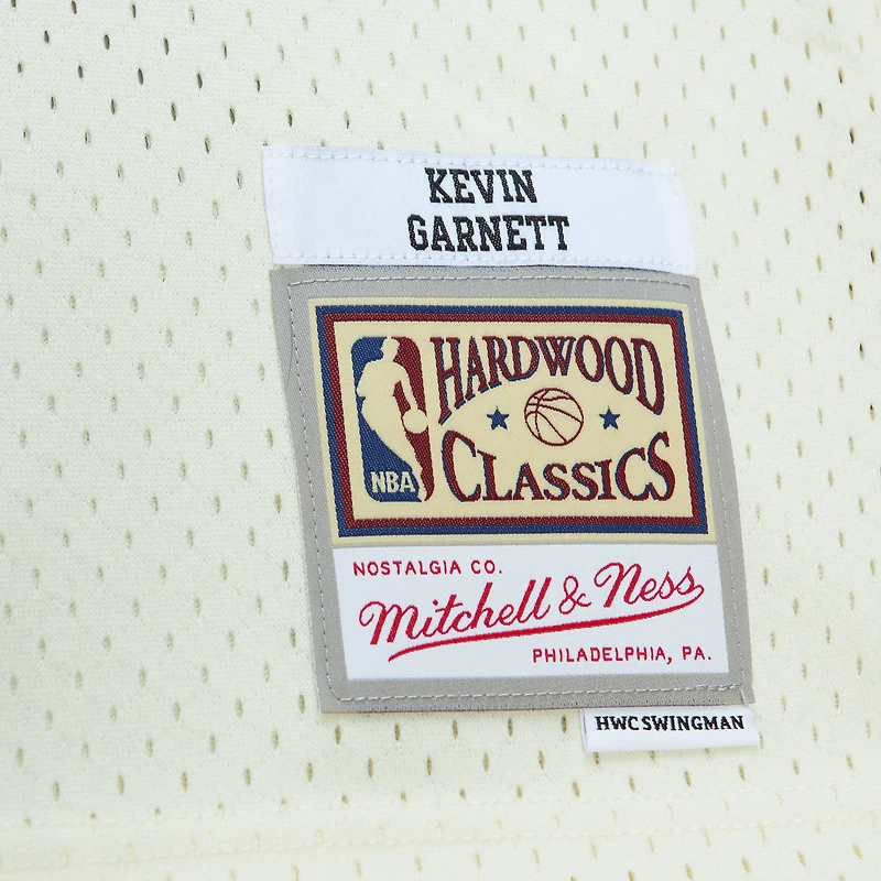 Men's Mitchell & Ness Kevin Garnett Cream Minnesota Timberwolves Chainstitch Swingman Jersey