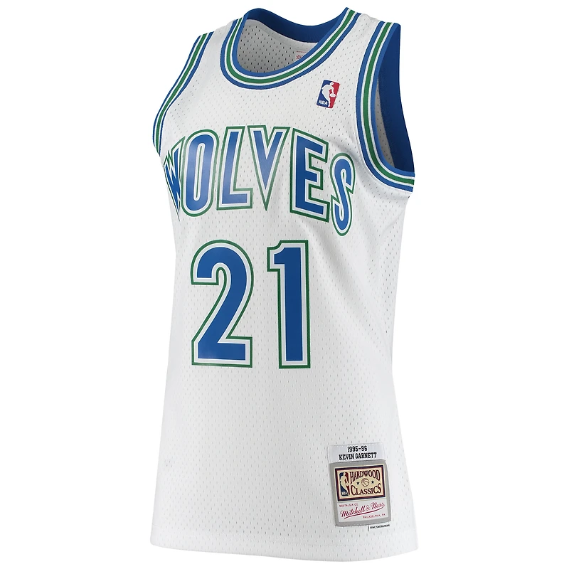 Men's Mitchell & Ness Kevin Garnett White Minnesota Timberwolves 1995/96 Hardwood Classics Swingman Jersey