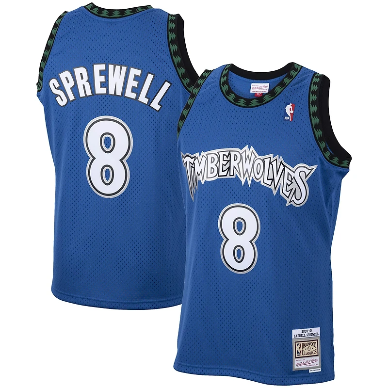 Maillot Swingman Mitchell & Ness Latrell Sprewell bleu pour homme des Minnesota Timberwolves 2003/04 Hardwood Classics
