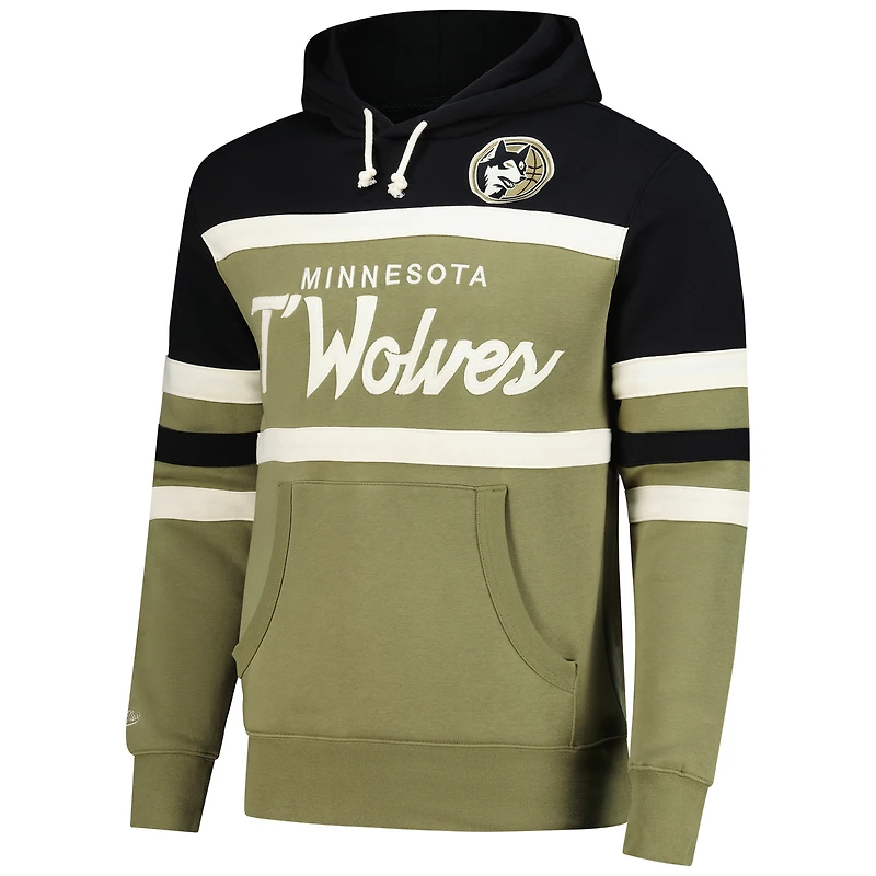 Men's Mitchell & Ness Olive/Black Minnesota Timberwolves Double Clutch Head Coach Hoodie