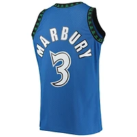 Maillot Swingman Mitchell & Ness Stephon Marbury Minnesota Timberwolves 1996/97 Hardwood Classics pour hommes, bleu