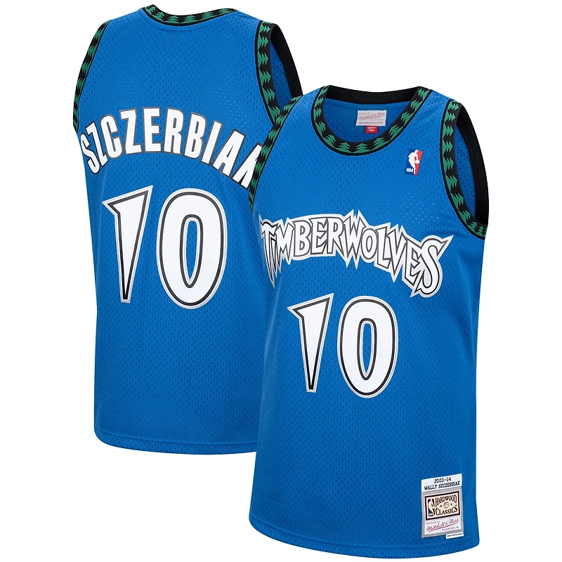 Maillot Swingman Mitchell & Ness Wally Szczerbiak bleu pour homme des Timberwolves du Minnesota 2003/04 Hardwood Classics