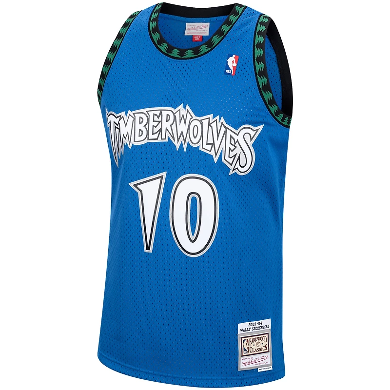 Maillot Swingman Mitchell & Ness Wally Szczerbiak bleu pour homme des Timberwolves du Minnesota 2003/04 Hardwood Classics
