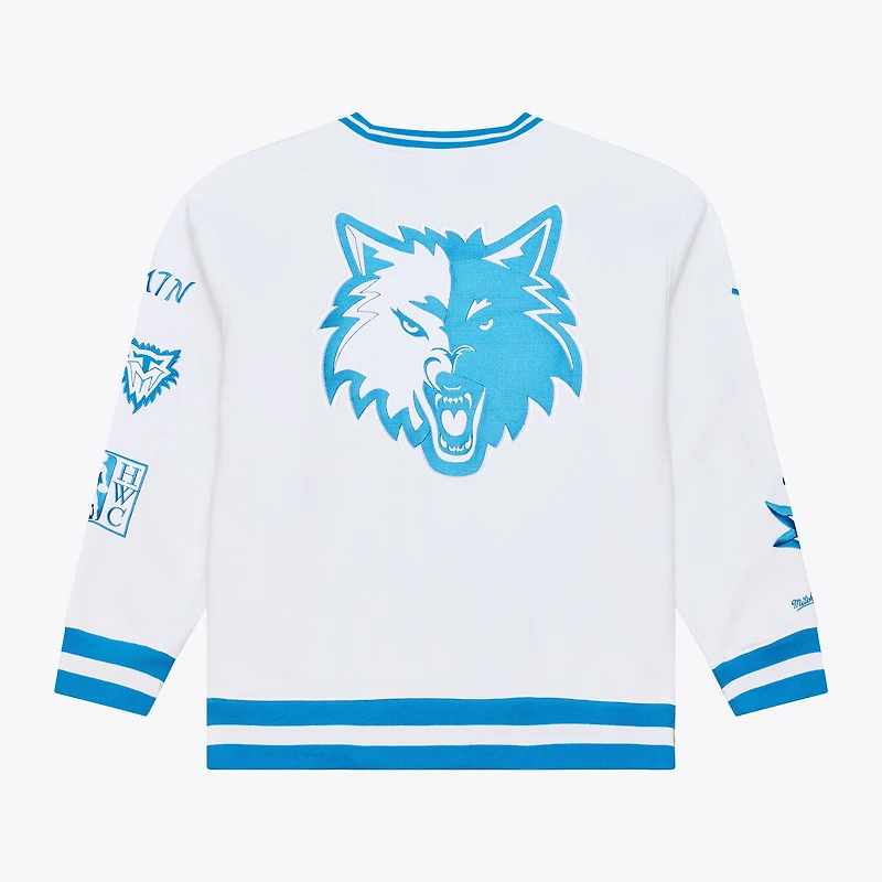 Sweat-shirt polaire arctique Mitchell & Ness blanc Minnesota Timberwolves pour homme