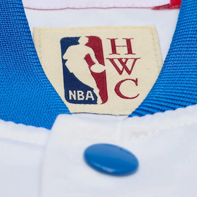 Veste légère en satin à boutons-pression Mitchell & Ness blanche Minnesota Timberwolves pour homme