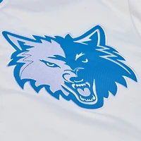 Men's Mitchell & Ness  White Minnesota Timberwolves Arctic Lightweight Full-Snap Satin Jacket
