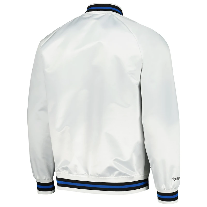 Veste blanche à bouton-pression raglan pour hommes Mitchell & Ness Minnesota Timberwolves Hardwood Classics Throwback Wordmark