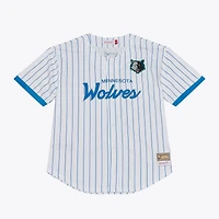 Men's Mitchell & Ness White Minnesota Timberwolves Head Coach Pinstripe Mesh Full-Button Baseball Jersey