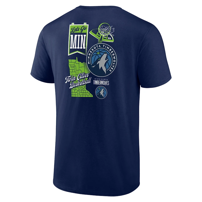 T-shirt bleu marine pour homme des Minnesota Timberwolves Split Zone