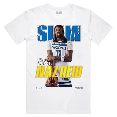 T-shirt blanc Naz Reid pour homme avec couverture SLAM des Minnesota Timberwolves