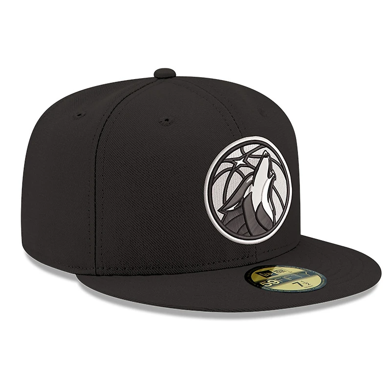 Men's New Era Black/White Minnesota Timberwolves 59FIFTY Fitted Hat