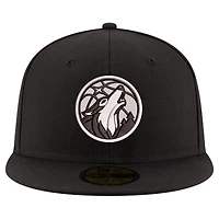 Casquette ajustée New Era 59FIFTY Minnesota Timberwolves noire et blanche pour homme