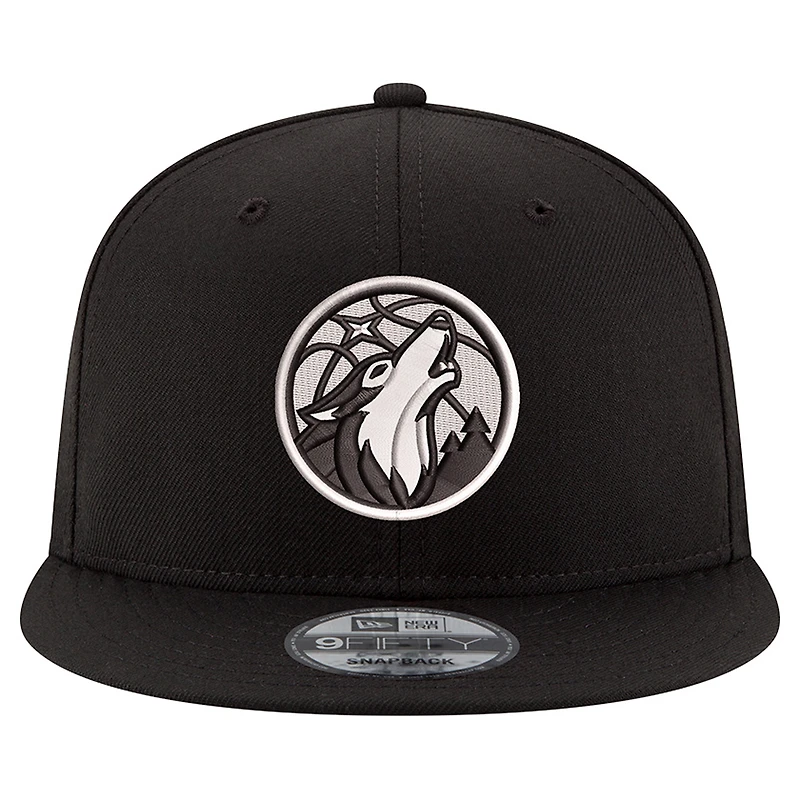 Men's New Era Black/White Minnesota Timberwolves 9FIFTY Snapback Hat