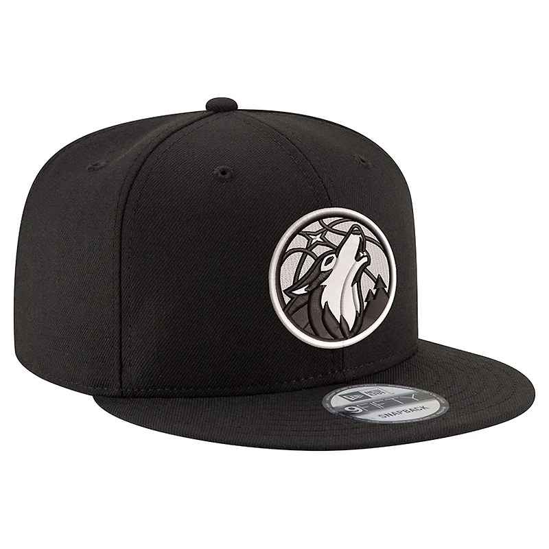 Men's New Era Black/White Minnesota Timberwolves 9FIFTY Snapback Hat