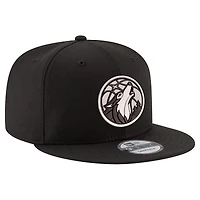 Men's New Era Black/White Minnesota Timberwolves 9FIFTY Snapback Hat