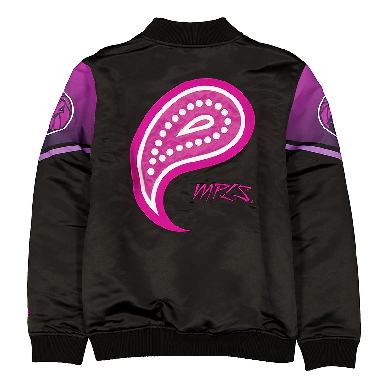 Veste New Era noire pour homme Minnesota Timberwolves 2025/26 City Edition en satin à boutons-pression