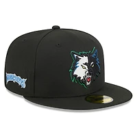 Casquette ajustée New Era noire Minnesota Timberwolves 2025/26 Classic Edition Jersey Hook 59FIFTY pour homme