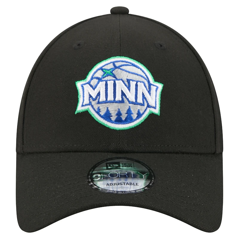 Men's New Era Black Minnesota Timberwolves 9FORTY Adjustable Hat