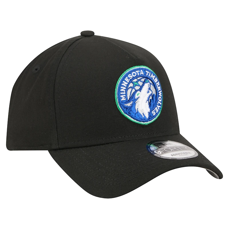 Men's New Era Black Minnesota Timberwolves A-Frame 9FORTY Adjustable Hat