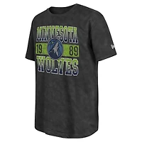 T-shirt surdimensionné noir délavé aux enzymes New Era pour hommes des Minnesota Timberwolves