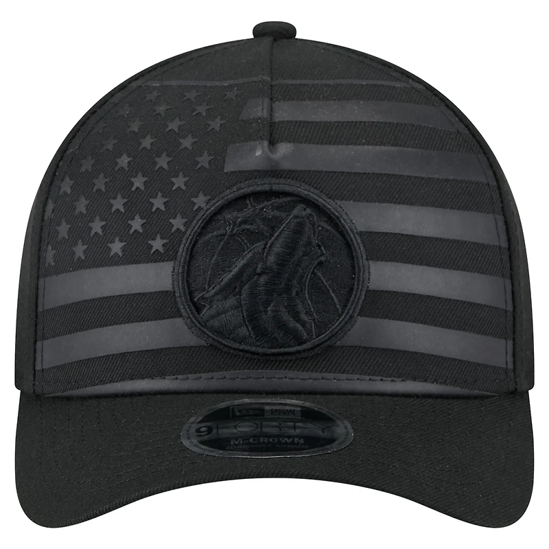 Casquette ajustable A-Frame 9FORTY Game Day Flag des Timberwolves du Minnesota pour homme de New Era noire