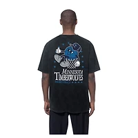 T-shirt oversize noir New Era Minnesota Timberwolves Old School Sport Enzyme Wash pour homme