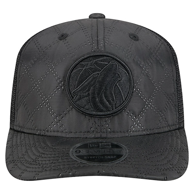 Casquette ajustable matelassée 9SEVENTY Trucker noire des Minnesota Timberwolves de New Era pour homme