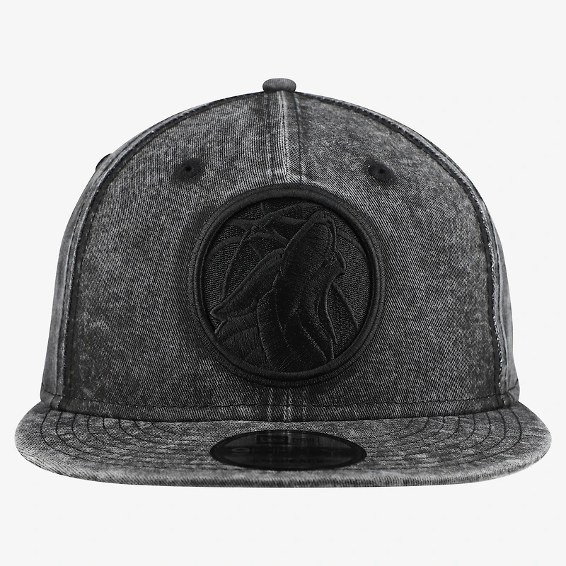 Casquette snapback New Era 9FIFTY noire pour homme, Minnesota Timberwolves, coloris ton sur ton délavé