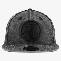 Casquette snapback New Era 9FIFTY noire pour homme, Minnesota Timberwolves, coloris ton sur ton délavé