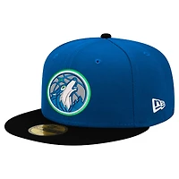 Casquette ajustée New Era 59FIFTY bleue et noire pour homme, Minnesota Timberwolves