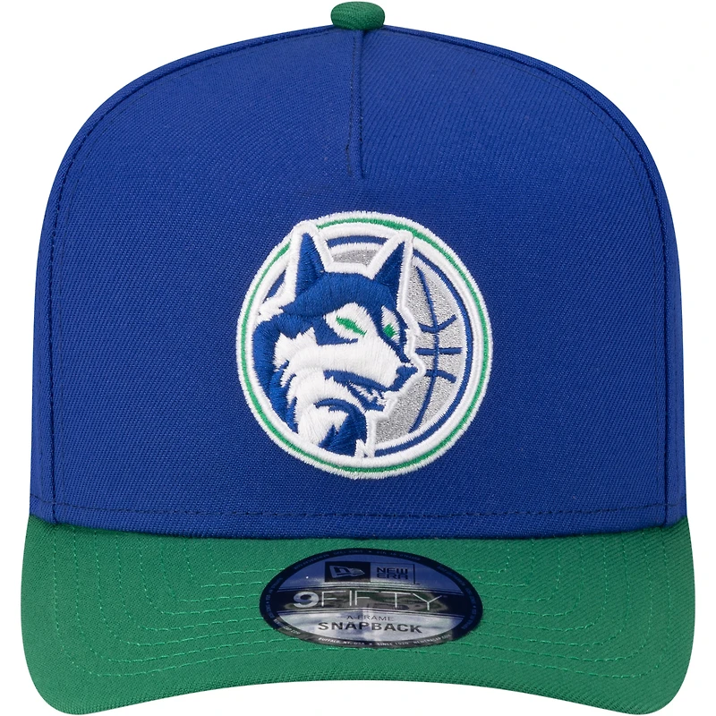 Men's New Era  Blue/Green Minnesota Timberwolves 80s Throwback A-Frame 9FIFTY Snapback Hat