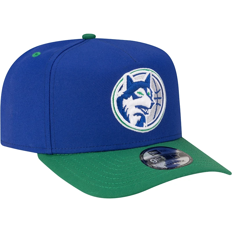 Men's New Era  Blue/Green Minnesota Timberwolves 80s Throwback A-Frame 9FIFTY Snapback Hat