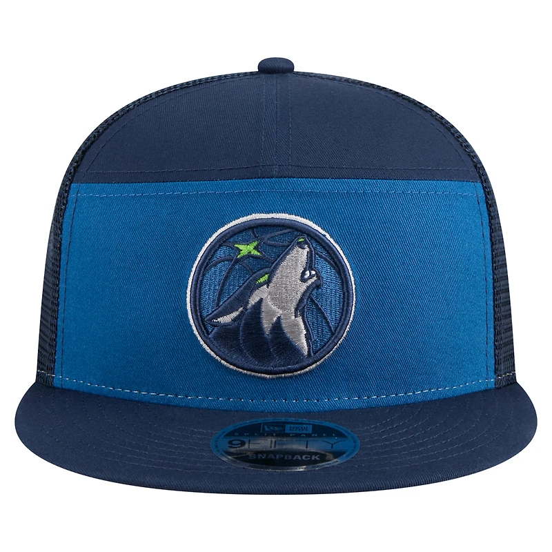 Men's New Era Blue/Navy Minnesota Timberwolves Outdoor Split Panel 9FIFTY Snapback Hat