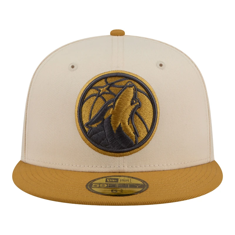 Casquette ajustée New Era 59FIFTY pour homme, coloris crème/beige Minnesota Timberwolves, lot de deux