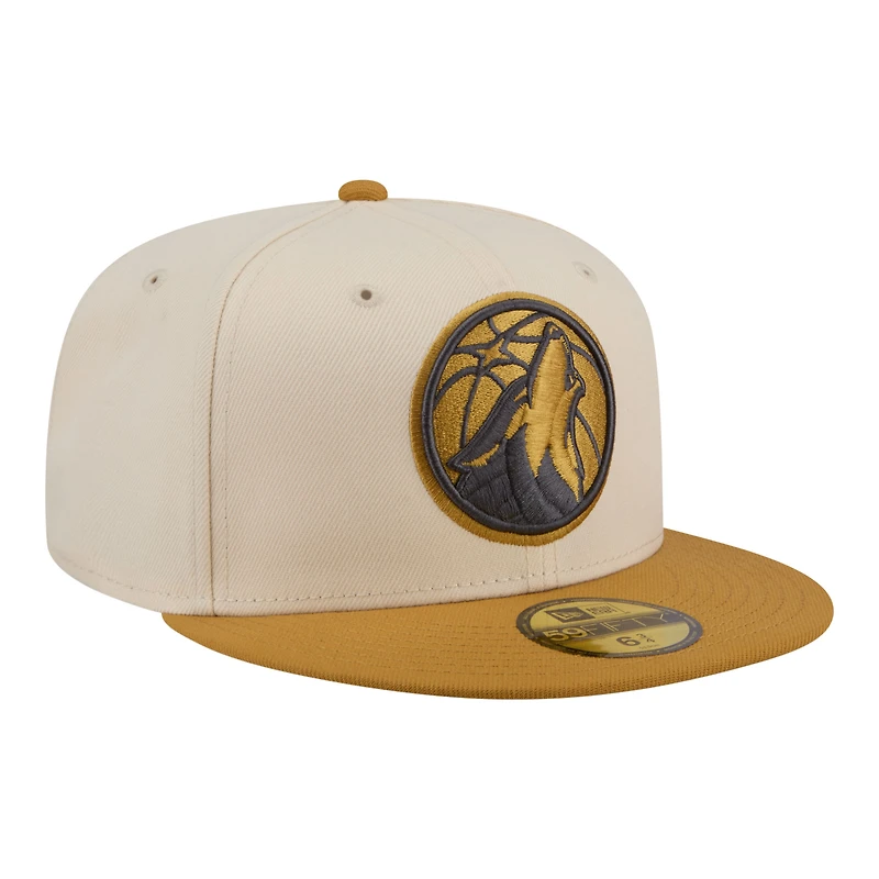 Casquette ajustée New Era 59FIFTY pour homme, coloris crème/beige Minnesota Timberwolves, lot de deux