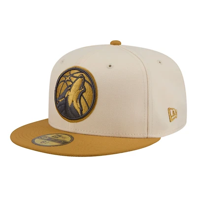 Casquette ajustée New Era 59FIFTY pour homme, coloris crème/beige Minnesota Timberwolves, lot de deux