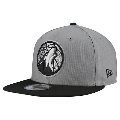 Men's New Era  Gray Minnesota Timberwolves Core Logo Storm Gray Two-Tone 9FIFTY Snapback Hat