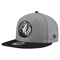 Men's New Era  Gray Minnesota Timberwolves Core Logo Storm Gray Two-Tone 9FIFTY Snapback Hat