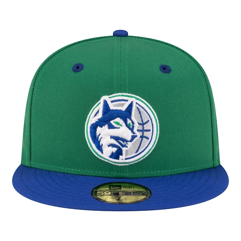 Casquette ajustée New Era verte et bleue pour homme Minnesota Timberwolves, style années 80, modèle 59FIFTY.