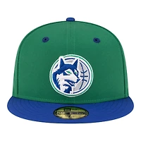 Casquette ajustée New Era verte et bleue pour homme Minnesota Timberwolves, style années 80, modèle 59FIFTY.