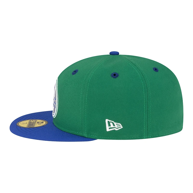 Casquette ajustée New Era verte et bleue pour homme Minnesota Timberwolves, style années 80, modèle 59FIFTY.