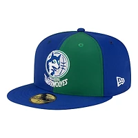 Casquette ajustée New Era 59FIFTY pour homme, verte et bleue, Minnesota Timberwolves, style années 80, motif girouette.
