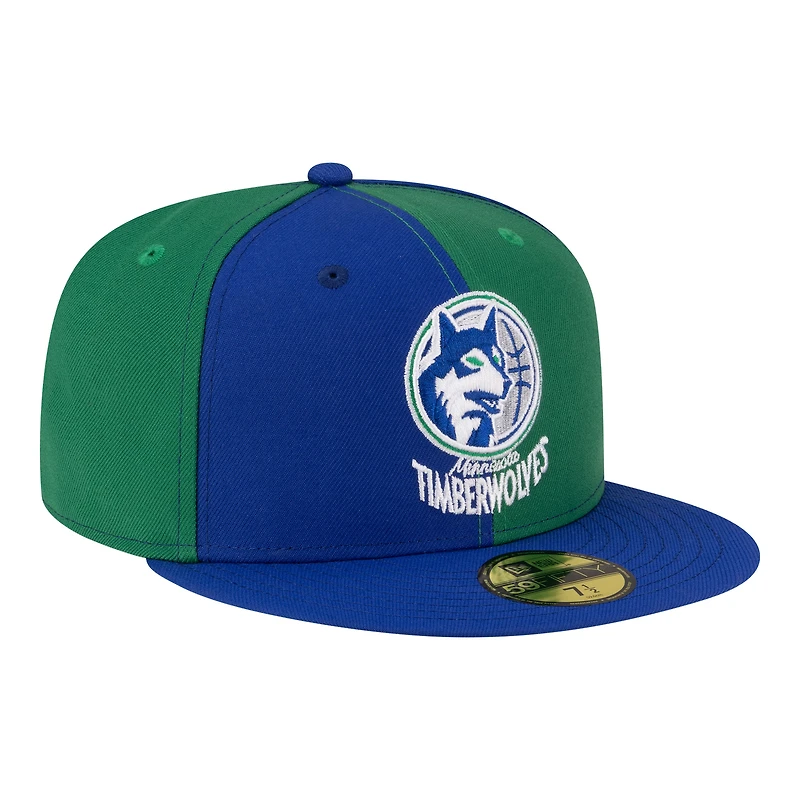 Men's New Era Green/Blue Minnesota Timberwolves 80s Throwback Pinwheel 59FIFTY Fitted Hat