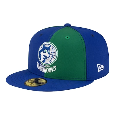Casquette ajustée New Era 59FIFTY pour homme, verte et bleue, Minnesota Timberwolves, style années 80, motif girouette.